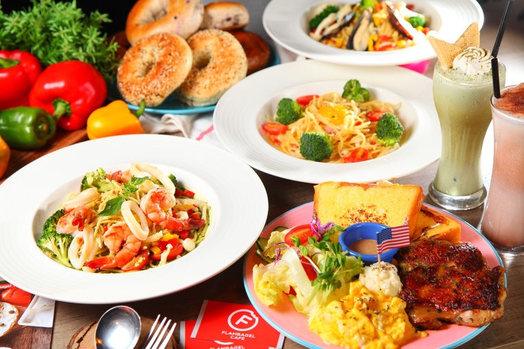 體驗縮圖 - 台中大雅區早午餐 【Flambagel Cafe 美式潮流餐飲】 鬆餅、漢堡、貝果、咖啡  2~3人體驗